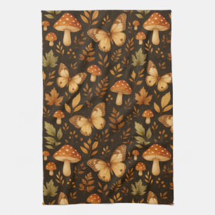 Boho Woodland Foods Mushrooms Herbstfarben Geschirrtuch
