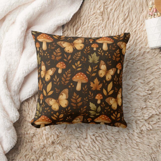 Boho Woodland Foods Mushrooms | Herbstfarben Kissen (Decke)