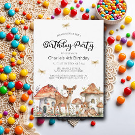 Boho Woodland Forest Animals 4. Geburtstag Party Einladung
