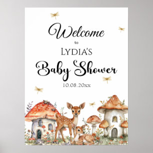 Boho Woodland Forest Animals Baby Dusche Willkomme Poster