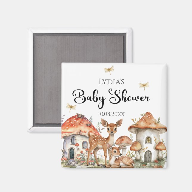 Boho Woodland Forest Animals Babydusche Magnet (Vorderseite/Rückseite)