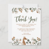 Boho Woodland Fox Babydusche Danke Karte