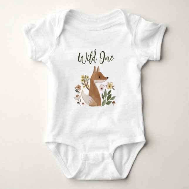 Boho Woodland Fox Wild One Baby Bodysuit Baby Strampler (Vorderseite)
