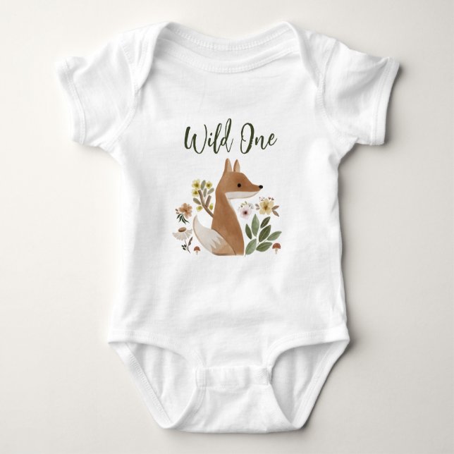 Boho Woodland Fox Wild One Baby Bodysuit Strampler (Vorderseite)