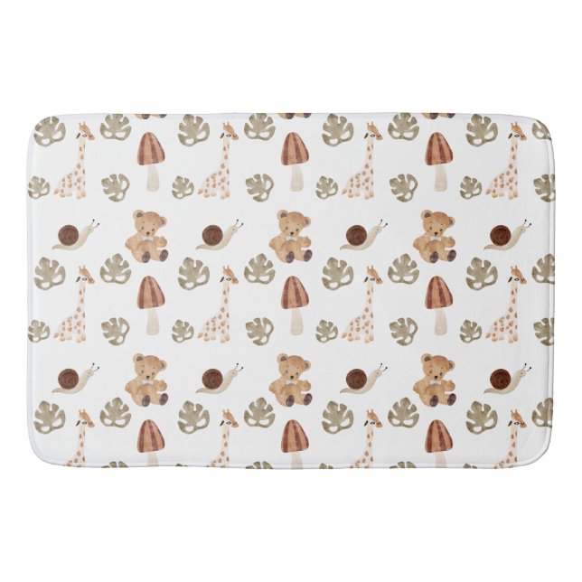 Boho Woodland Jungle Animal Pattern Badematte (Vorderseite)