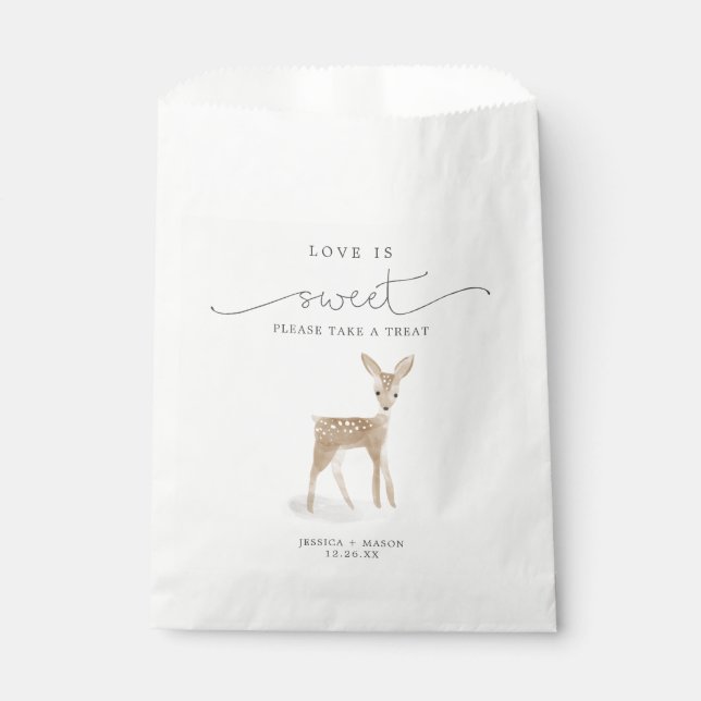 Boho Woodland Liebe ist süße Lieblings-Tasche Hirs Geschenktütchen (Vorderseite)