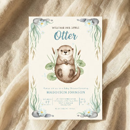 boho woodland Otters greenery baby shower Einladung