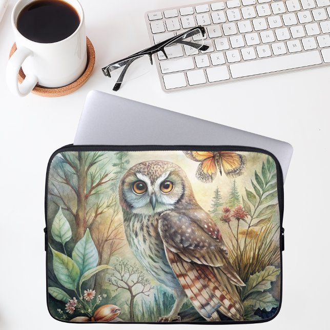 Boho Woodland Owl Laptopschutzhülle (Von Creator hochgeladen)