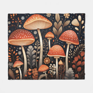 Boho Woodland-Pilzmuster Fleecedecke