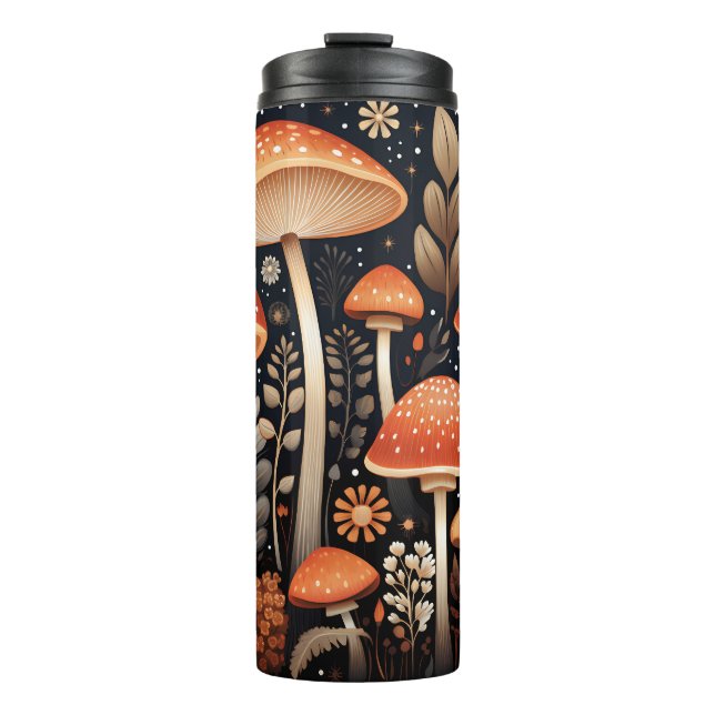 Boho Woodland-Pilzmuster Thermosbecher (Vorderseite)