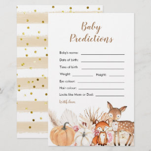 Boho Woodland Pumpkin Baby Predictions Card