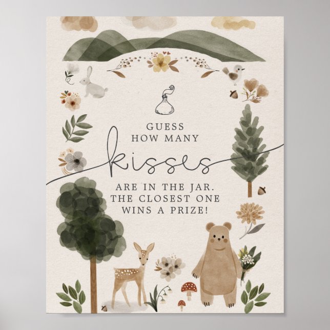 Boho Woodland rät, wie viele Kisses sich unterschr Poster (Vorne)
