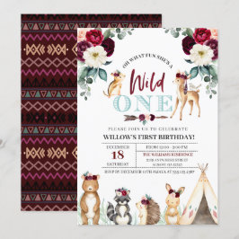 Boho Woodland Wild Einladung zum ersten Geburtstag