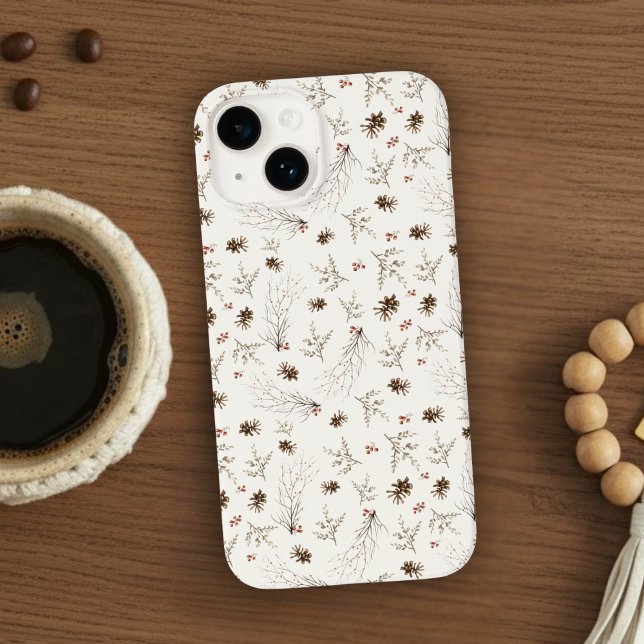 Boho Woodland Winterberry Pattern Case-Mate iPhone 14 Hülle (Von Creator hochgeladen)