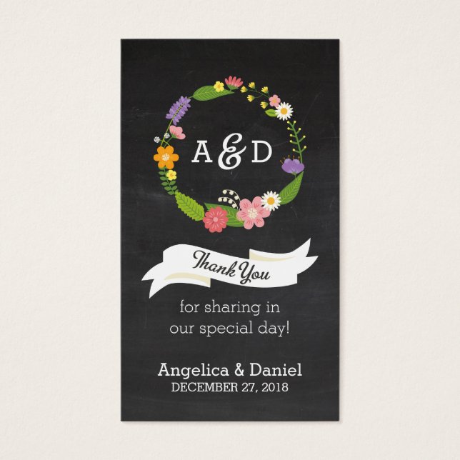 Boho Woodland Wreath auf Chalkboard Wedding (Vorderseite)