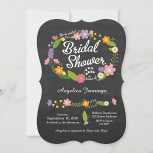 Boho Woodland Wreath auf Chalkboard Wedding Einladung