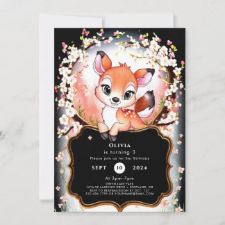 Boho Woods Fawn Birthday Einladung
