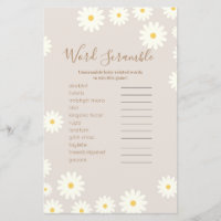 Boho Word Scramble Game Daisy Floral