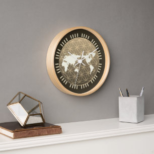 Boho World Map Clock Uhr