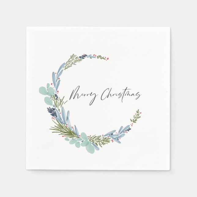 Boho Wreath frohe Weihnachten Modernes Design Serviette (Vorderseite)