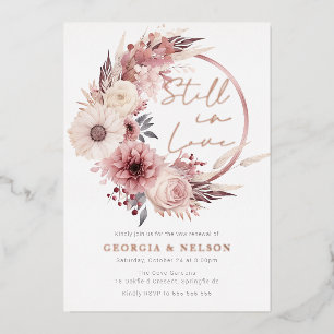 Boho Wreath noch in der Liebe Hochzeit Vow Renewal Folieneinladung