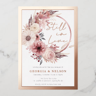 Boho Wreath noch in Liebe Vow Renewal Rose Gold Folieneinladung