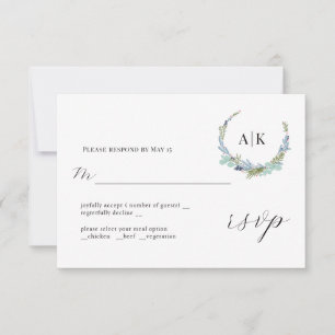 Boho Wreath on White Modern Wedding RSVP Card Karte