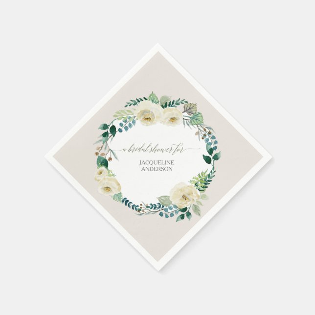 BOHO Wreath Rustic Alabaster Rose Foliage Serviette (Ecke)