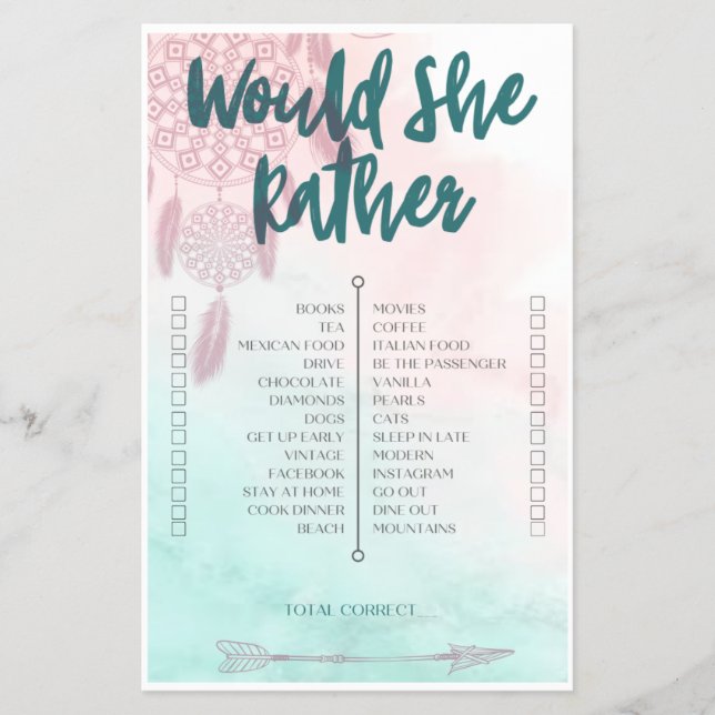 Boho würde sie lieber Baby Showspiel machen Flyer (Vorne)