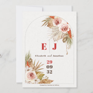 Boho Wüste Blumenzunge Erde Töne Terrakotta Hochze Save The Date