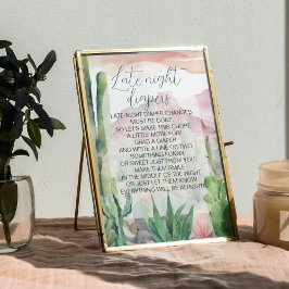 Boho Wüste Cactus Baby Shower Winkler Spiel-Zeiche Poster