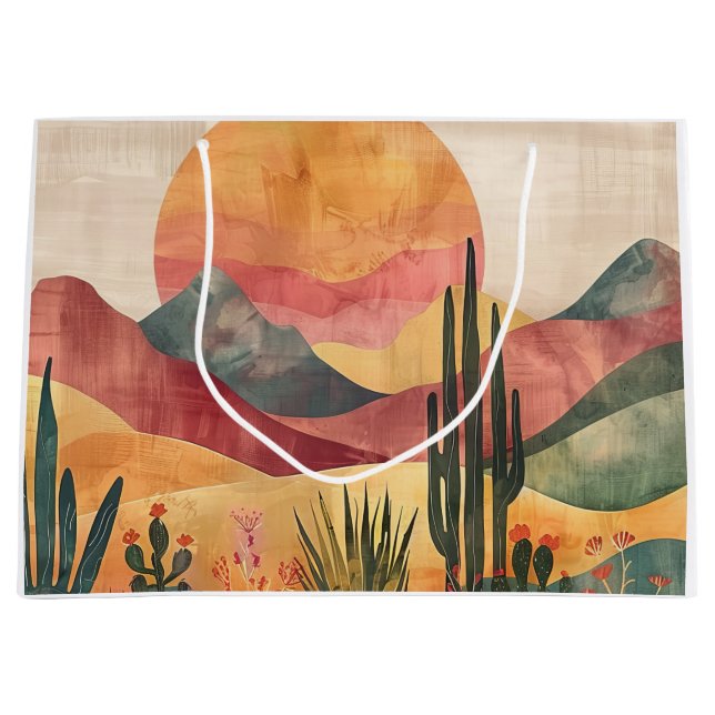 Boho Wüste Landschaft - Südwestliche Natur Große Geschenktüte (Vorderseite)