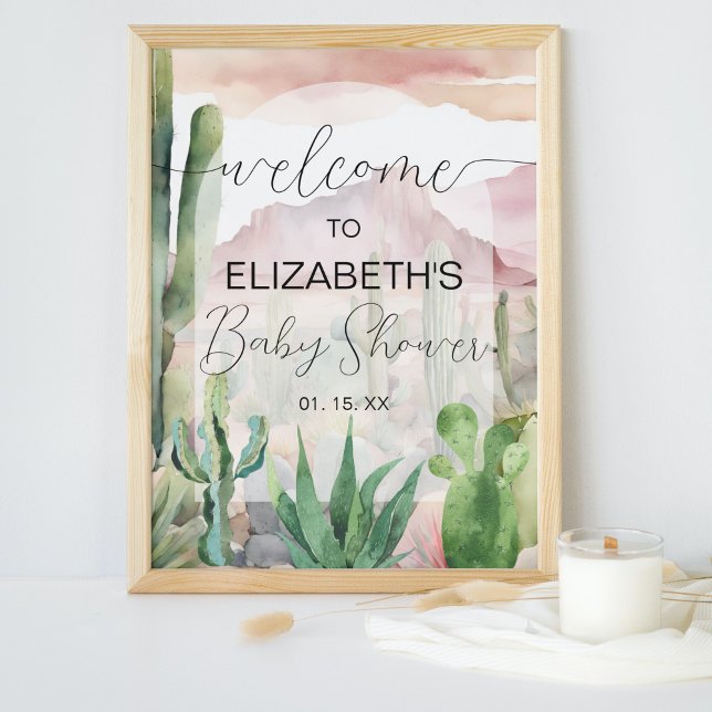 Boho Wüste Nature Cactus Baby Shower Begrüßungszei Poster (Von Creator hochgeladen)