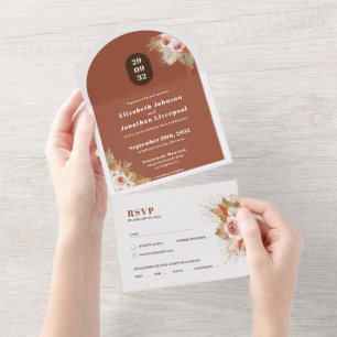 Boho-Wüsten-Blumenbogenrahmen Terrakotta All In One Einladung
