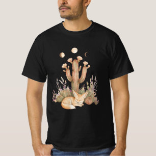 Boho-Wüsten-Fennec-Fuchs schlafend unter Saguaro-K T-Shirt