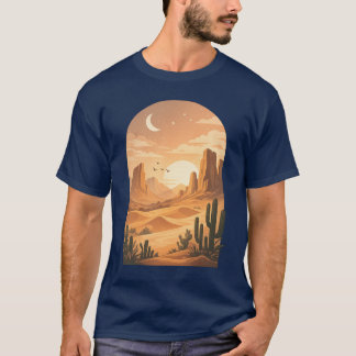 Boho-Wüsten-Sonnenuntergangs-Bogen-Illustration T-Shirt