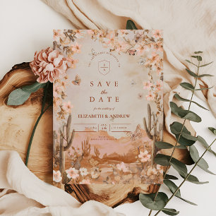 Boho-Wüsten-Sonnenuntergangs-Kaktus-Hochzeit Save The Date