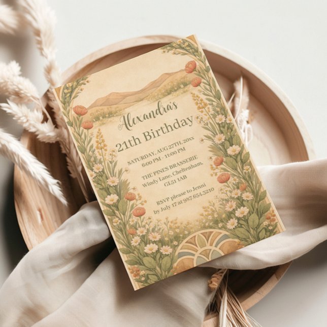 Boho-Wüsten-Wildblumen-Geburtstag Einladung (Von Creator hochgeladen)