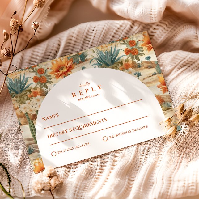 Boho-Wüstenbogen-Hochzeit RSVP Karte (Von Creator hochgeladen)