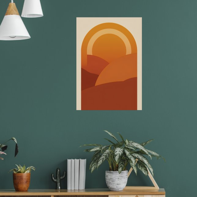 Boho-Wüstenbogen-Landschaftsposter | Retro-Sonne T Poster (Wohnzimmer 1)