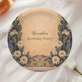 Boho-Wüstenkaktus-Geburtstag Pappteller