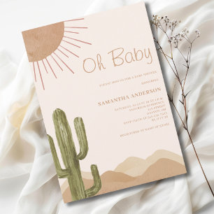 Boho Wüstenkaktus Oh Baby Shower  Einladung