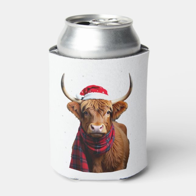 Boho Xmas Christmas Highland Cow T-Shirt (1) Dosenkühler (Kanne Vorderseite)