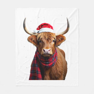 Boho Xmas Christmas Highland Cow T-Shirt (1) Fleecedecke