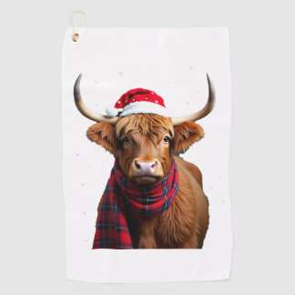 Boho Xmas Christmas Highland Cow T-Shirt (1) Golfhandtuch