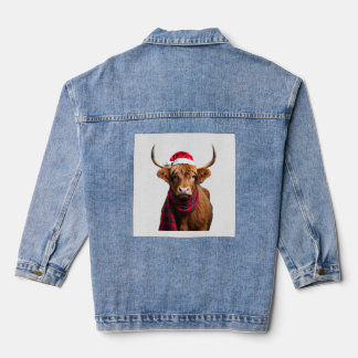 Boho Xmas Christmas Highland Cow T-Shirt (1) Jeansjacke