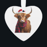 Boho Xmas Christmas Highland Cow T-Shirt (1) Ornament<br><div class="desc">Boho Xmas Christmas Highland Cow T-Shirt (1)</div>