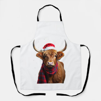 Boho Xmas Christmas Highland Cow T-Shirt (1) Schürze