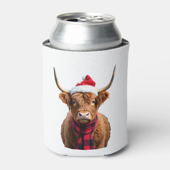 Boho Xmas Christmas Highland Cow T-Shirt (3) Dosenkühler (Kanne Vorderseite)