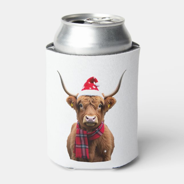 Boho Xmas Christmas Highland Cow T-Shirt (4) Dosenkühler (Kanne Vorderseite)